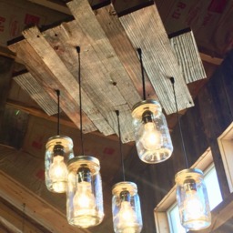The Hillside Rustic Country Barn Wood 5 Mason Jar Chandelier - thumbnail 3