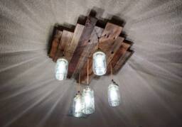 The Hillside Rustic Country Barn Wood 5 Mason Jar Chandelier - thumbnail 1