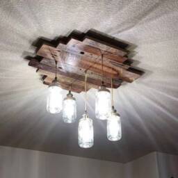 The Hillside Rustic Country Barn Wood 5 Mason Jar Chandelier - thumbnail 2