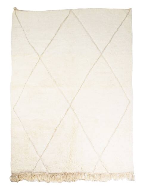 Large Berber Rug - 305 X 208 cm Handmade Beni Ouarain Rug, Handwoven Wool, Bohemian One Of A Kind, White Shaggy - image 1