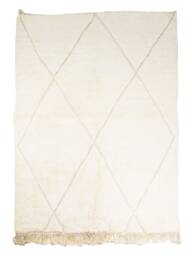 Large Berber Rug - 305 X 208 cm Handmade Beni Ouarain Rug, Handwoven Wool, Bohemian One Of A Kind, White Shaggy