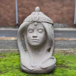 Goddess Bust Ornament Concrete Female Sculpture Stone Mythology Woman Figurine Handcrafted Cement Head Decoration Elegant Outdoor Statue - thumbnail 4