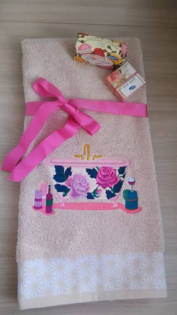 "Beige Terry Towel With Embroidery ""Bath Roses" - image 1