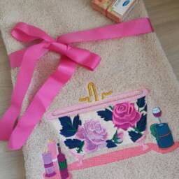 "Beige Terry Towel With Embroidery ""Bath Roses" - thumbnail 2