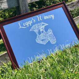 Custom Personalized Mirror, Brown Frame Large Artwork Engraved Etched Bar Winery Mirror - thumbnail 4