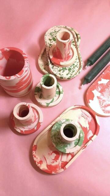Christmas Candlestick Marble/Christmass Candleholder Handmade - image 1