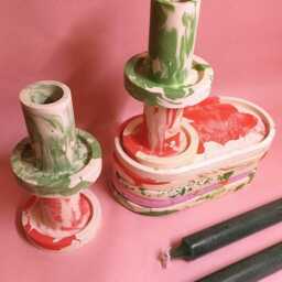 Christmas Candlestick Marble/Christmass Candleholder Handmade - thumbnail 4