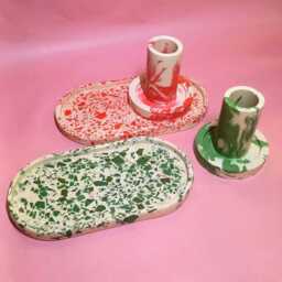 Christmas Candlestick Marble/Christmass Candleholder Handmade - thumbnail 2