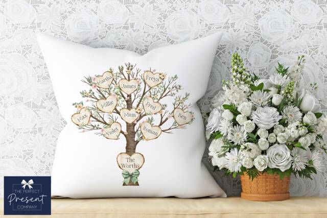 Family Tree Cushion - Mother's Day Gift For Mum Grandma Personalised From Grandchildren - image 1