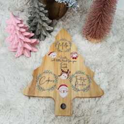 Personalised Santa Plate Wooden Christmas Eve Milk & Cookies Tray