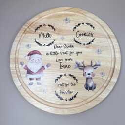 Personalised Santa Plate Wooden Christmas Eve Milk & Cookies Tray - thumbnail 3