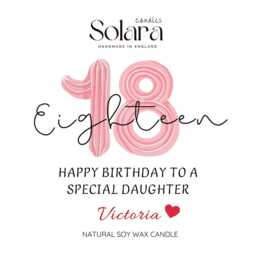 18Th Birthday Candle Gift, Personalised Soy Wax Candle, 18 Gift For Granddaughter Cousin Sister Niece, Her - thumbnail 2