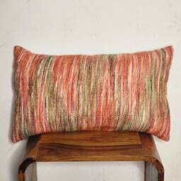 Handloom Lumbar Pillow Cover Red Pink Grey Woven Boho Cushion - thumbnail 2
