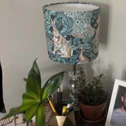 William Morris Lampshade Teal Forest Peacock Hare Fox Art Nouveau Light Shade - thumbnail 4