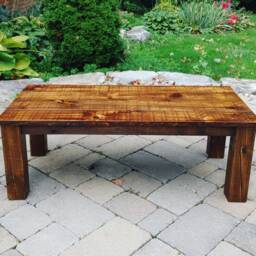 Handmade Reclaimed Wood Coffee Table Rustic Farmhouse Sofa Table - thumbnail 2
