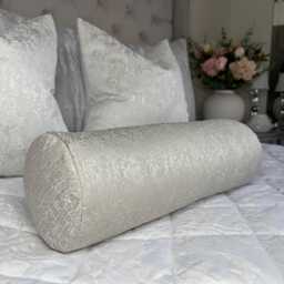 "Grey Bolster Cushion in Designer Fabric - Home Decor Accent 16"" X 6"