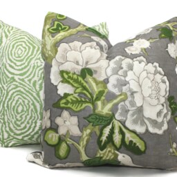 Floral Pillow Cover Mary Mcdonald Schumacher Bermuda Blossoms Slate - thumbnail 2