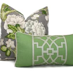 Floral Pillow Cover Mary Mcdonald Schumacher Bermuda Blossoms Slate - thumbnail 3