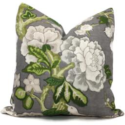Floral Pillow Cover Mary Mcdonald Schumacher Bermuda Blossoms Slate - thumbnail 1