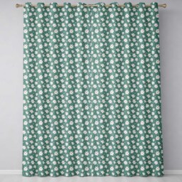 Minimal White Daisy Flowers Sage Green Seamless Pattern Simple Floral Readymade Eyelet Ring Top Thermal 100% Blackout Curtains - thumbnail 2