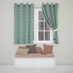 Minimal White Daisy Flowers Sage Green Seamless Pattern Simple Floral Readymade Eyelet Ring Top Thermal 100% Blackout Curtains - thumbnail 1