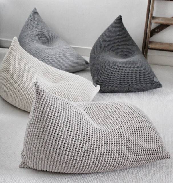 Knitted Cotton Kids Bean Bag Chair Scandinavian Lounger - image 1