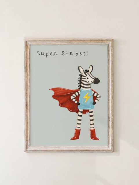 Super Stripes - Bright Boys Room Toddler Poster Playroom Print Modern Toddler Decor Zebra Nursery - image 1