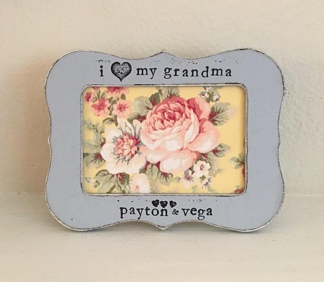 Personalized Grandma Picture Frame Hand Stamped Vintage Style - image 1