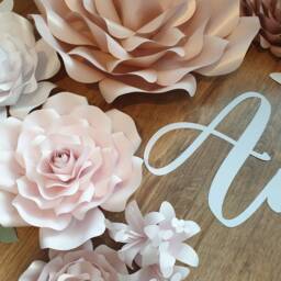 Custom Paper Flower Wall Decor With Free Name Sign - 3D Floral Nursery Art Personalised Name Sign Set - thumbnail 3