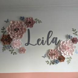 Custom Paper Flower Wall Decor With Free Name Sign - 3D Floral Nursery Art Personalised Name Sign Set - thumbnail 2