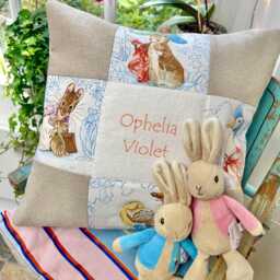 Beatrix Potter Patchwork Cushion Personalised Nursery Decor - thumbnail 2