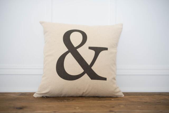 Linen Ampersand Pillow Cover - Modern Home Decor - image 1