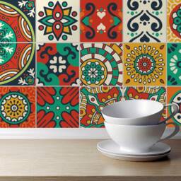 Mayapan Tile Stickers, Maya Tile, Talavera, Suitable For Wall & Floor, Waterproof, All Sizes, Summer Collection 2018, Pack 24, Skummts - thumbnail 1