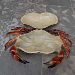 Cast Iron Crab Sculpture Hand-Painted Trinket Box, Nautical Decor - thumbnail 2