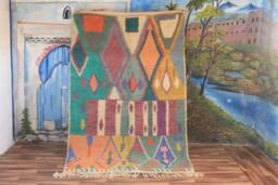 Colorful Moroccan Rug, Custom Fabulous Boujad Abstract Multicolored Carpet, Handmade Bohemian Rug - thumbnail 1
