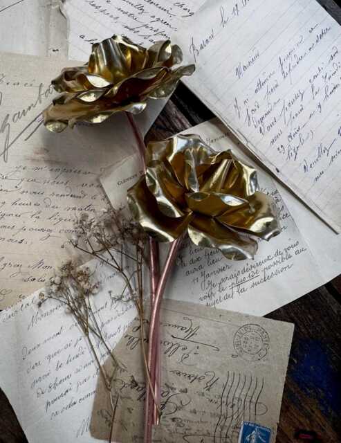 Handmade Brass Rose - image 1