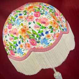 Wildflower Floral Dome Lampshade Handmade Cream Fringe Pendant Light - thumbnail 3