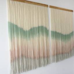 Hand Dyed Tapestry, Modern Wall Hanging, Dip Dye Fiber Art, Abstract Textile Art - thumbnail 3