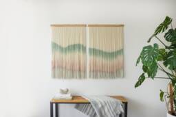 Hand Dyed Tapestry, Modern Wall Hanging, Dip Dye Fiber Art, Abstract Textile Art