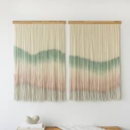 Hand Dyed Tapestry, Modern Wall Hanging, Dip Dye Fiber Art, Abstract Textile Art - thumbnail 2