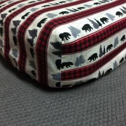 Buffalo Check Crib Sheet Bear Forest Cabin Nursery, Cotton Or Flannel - thumbnail 2