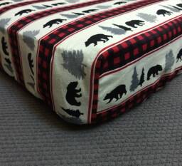 Buffalo Check Crib Sheet Bear Forest Cabin Nursery, Cotton Or Flannel
