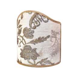 Pair Of Clip-On Shield Shades Ivory & Gold Silk Brocade Rubelli Fabric Madama Butterfly Pattern Mini Lampshade - Handmade in Italy - thumbnail 4