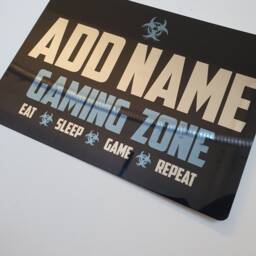 Personalised Metal Mirror Blue Gamer Sign - Customised Printed Wall Art Plaque Gaming Zone Caution - thumbnail 2