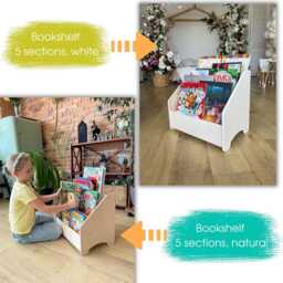 Personalized Kids Bookshelf Childrens Bookshelves Montessori Wooden Book Shelf White Bookcase Christmas - thumbnail 3