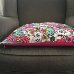 Sugar Skull Pillow Cover, Alexander Henry Fabric, Dia De Los Muertos Decor - thumbnail 4