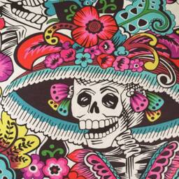Sugar Skull Pillow Cover, Alexander Henry Fabric, Dia De Los Muertos Decor - thumbnail 2