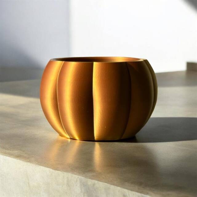 Bronze Pumpkin Plant Pot - Draining Planter With Drip Tray Cute Autumn Home D??cor Halloween Decoration Gift For Her - image 1
