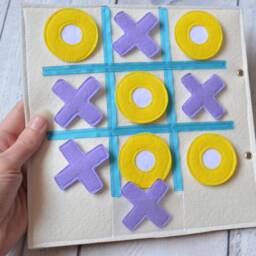 Felt Tic Tac Toe Quiet Book Page Montessori Toddler Toy - thumbnail 4
