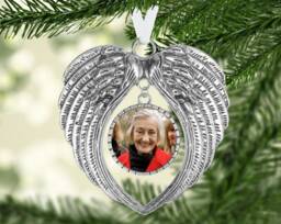 Memorial Angel Wings Hanging Decoration, Loving Memory Photo Memorial, Christmas Bauble